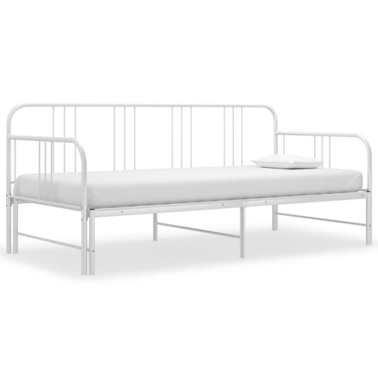 vidaXL Uttrekkbar ramme til sovesofa hvit metall 90x200 cm vidaXL Uttrekkbar ramme til sovesofa hvit metall 90x200 cm