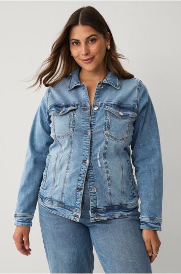 Zizzi   Denim jakke jAlli L/S Jacket   Blå