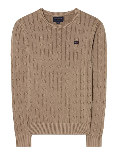 Lexington Clothing Cotton Faded Cable Knitted Sweater - Beige - L