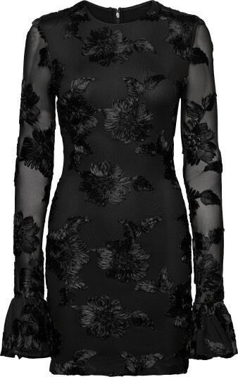 ROTATE Flower Mesh Mini Dress Black 34