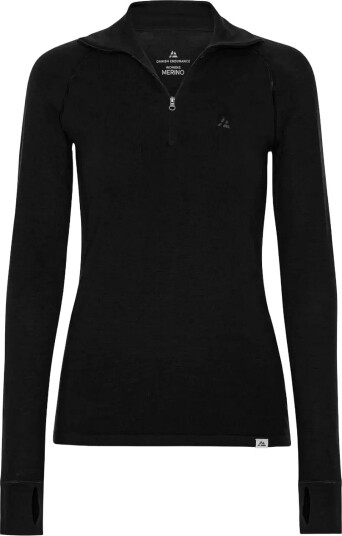 Danish Endurance Core Merino Half Zip Baselayer Shirt (Women) 1 Pack   BLACK   M