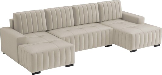 Esher Sovesofa med Dobbel Sjeselong 4 seter i Plysj Beige Esher Sovesofa med Dobbel Sjeselong 4 seter i Plysj Beige