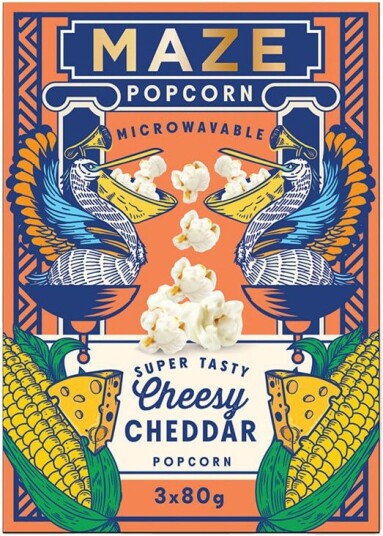 MAZE Popcorn Cheesy Cheddar 3-pack 240g MAZE Popcorn Cheesy Cheddar 3-pack 240g
