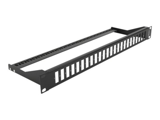 Delock - Pluggbord (Blankt) - Rackmonterbar - Svart - 1U - 19" - 24 Porter