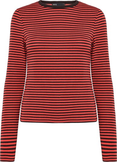 Mango Long Sleeved Striped T Shirt Red XL