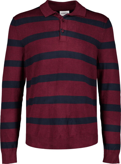 Lindbergh Ecovero Striped L/S Polo Burgundy S