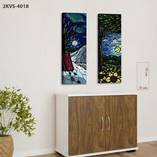 Moon Tree Pattern 2 delt lerretstrykk90X30 CM*2 STYKKE Moon Tree Pattern 2 delt lerretstrykk90X30 CM*2 STYKKE