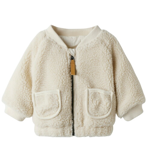 Lil Atelier Lil' Atelier Bomber Jakke NbnLajo Turtledove/Rainbow 56 Fleecejakke Beige