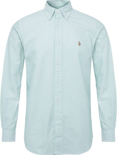 Polo Ralph Lauren Custom Fit Striped Oxford Shirt   6636T SCARAB GREE   XL