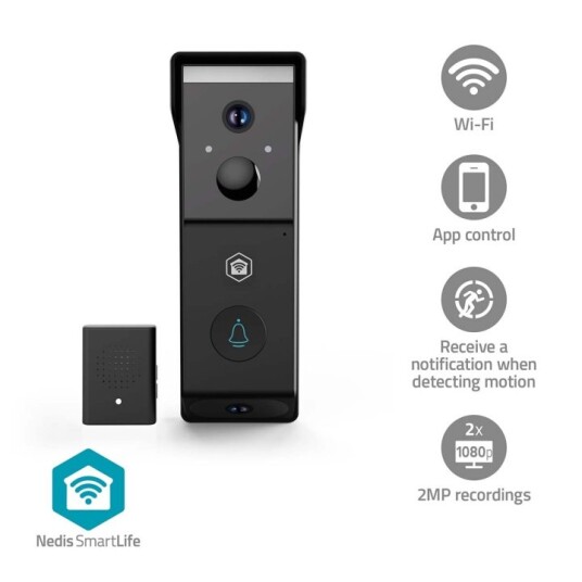 Nedis SmartLife Videodørklokke Batteri 1080p Nedis SmartLife Videodørklokke Batteri 1080p