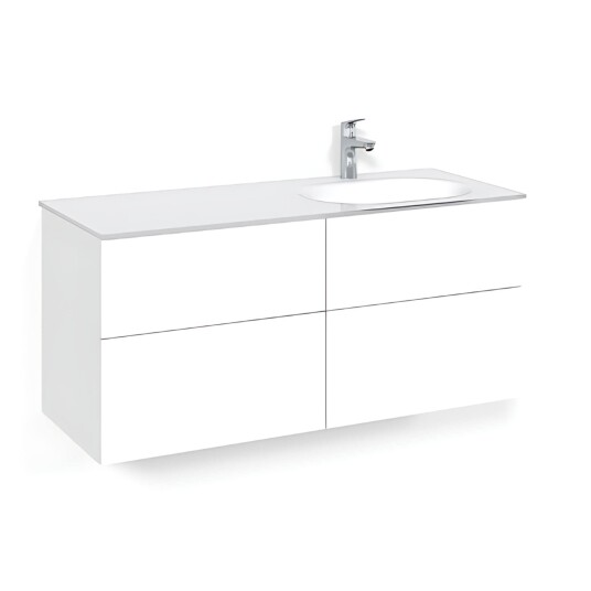 Macro Design Crown Servantskap 4-skuff - med Høyre Glasservant 120cm Hvit / Plain/push-open Glass Edge