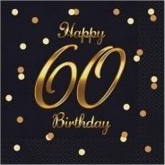 Godan Serwetki Happy 60 Birthday Sort 33X33cm 20Szt