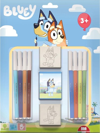 Bluey Stempelsett Med Tusjer 11 Deler