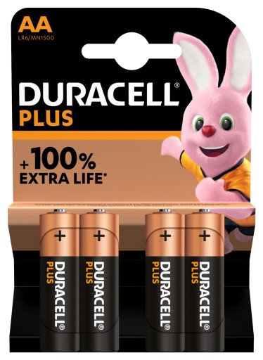 Duracell Plus 4-pack AA Alkaline Batterier 1.5V 1300mAh
