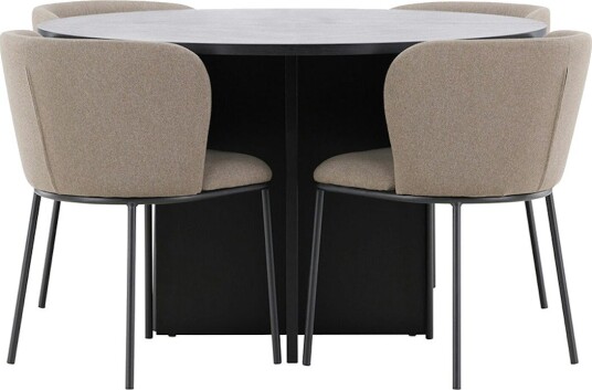 Spisegruppe Venture Home Strada Ø120 cm med 4st Edina Spisestoler
