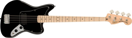 Squier Affinity Series Jaguar Bass H Svart, Svart Pickguard, Mn