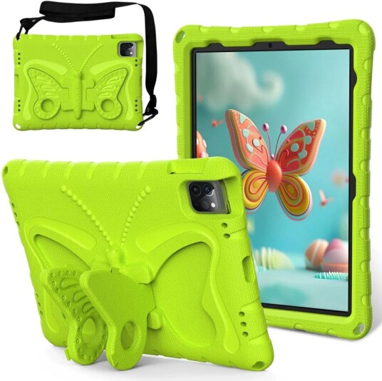 EIDERWOOD iPad Air / Pro 13" 2024 / Pro 12.9" 2022-2018 Butterfly Kickstand Barnedeksel - Grønn