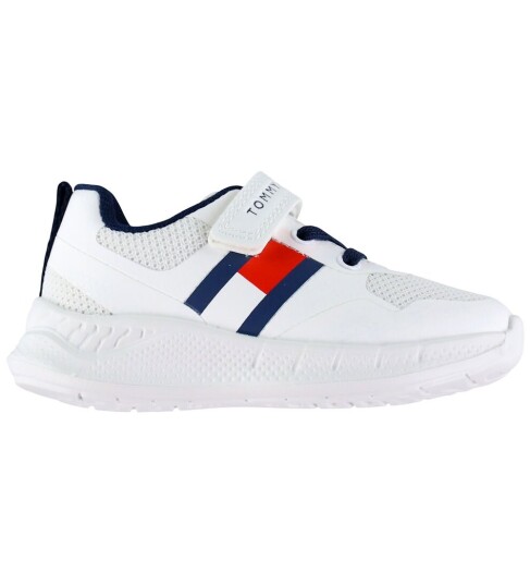 Tommy Hilfiger Tommy Hilfiger Flag Low Cut Lace Up/Velcro Sneaker   White   27