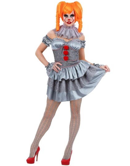 Lisensiert Sølvfarget Pennywise Kostymesett til Dame XS