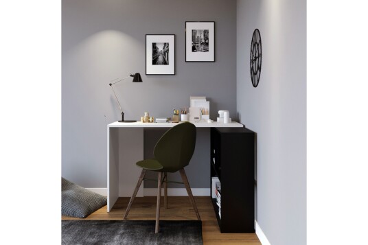 Hjørneskrivebord Canfeza 120 cm med Oppbevaring Hvit/Svart