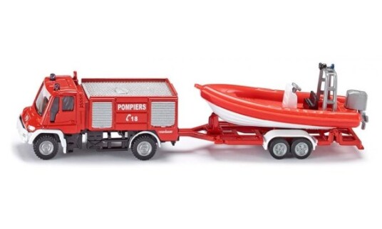 Siku Fire Department Unimog With Boat S1636