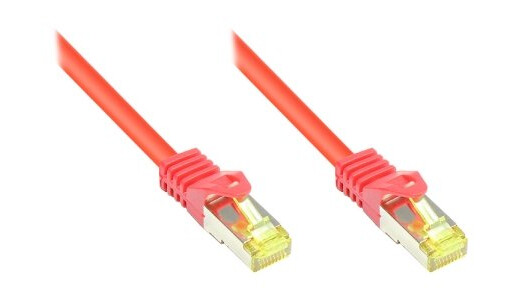 Rj45 Patchkabel Med Cat.7 Råkabel Og Låseskobeskyttelse (Rns®) S/Ftp Pimf Halogenfri 600Mhz Ofc Rød 0,5M Good Connections® (8070R-005R)