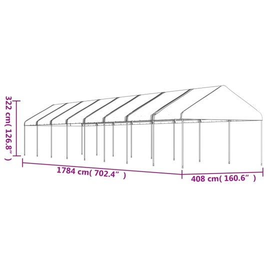 vidaXL Paviljong med tak hvit 17,84x4,08x3,22 m polyetylen vidaXL Paviljong med tak hvit 17,84x4,08x3,22 m polyetylen