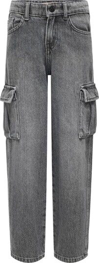 kids ONLY Dark Grey Denim Harmony Wide Cargo Carrot Jeans Noos 140
