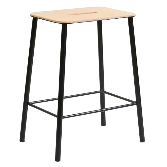 Frama Adam Stool Krakk 50 cm Skinn/Matt Sort
