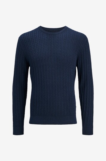Jack & Jones Pullover jjeEmil Knit Cable Crew Neck Blå