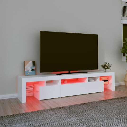 TV-benk med LED-lys hvit 200x36,5x40 cm TV-benk med LED-lys hvit 200x36,5x40 cm