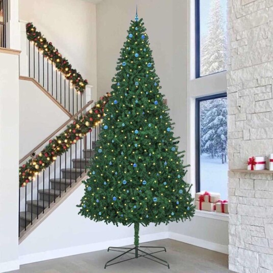  Juletre med dekorative strenglys grønn 400 cm PVC