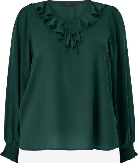 Ellos Plus collection   Bluse med volang   Grønn