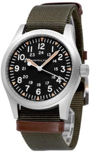 Hamilton Herreklokke H69529933 Khaki Field Sort/Lær Ø42 mm