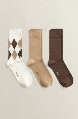 3 Pack Argyle Socks CREAM 43 45