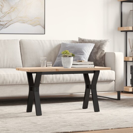 Salongbord Y-ramme 90x40x45,5 cm heltre furu og støpejern 3282774