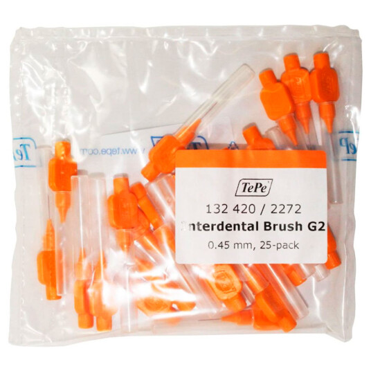 25 stk. TePe Original Gap Brushes ORANGE 0,45 mm ISO 1