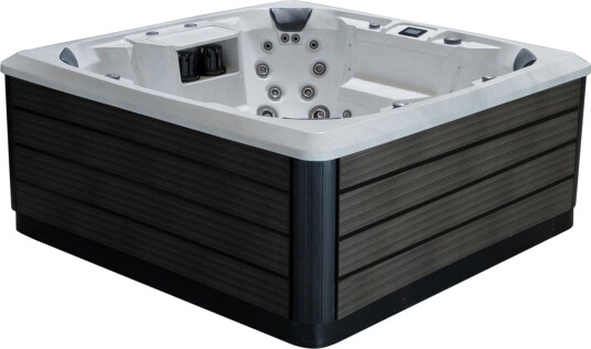 Vikingbad Nordlys Utendørs Spa: Sterling Silver/grå - FRP Lokk og Bluetooth Stereo