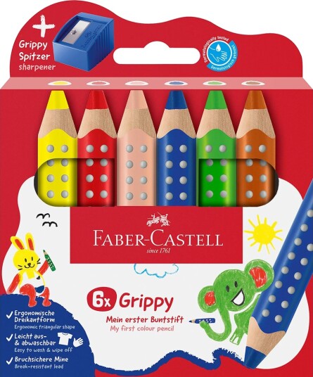 Faber Castell Fargestifter XXL Jumbo Grip + Tupper 6 stk Faber Castell Fargestifter XXL Jumbo Grip + Tupper 6 stk