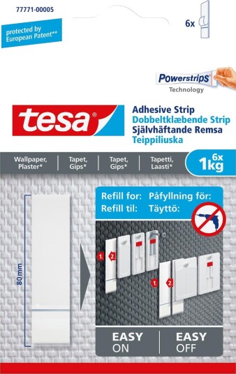FESTEPUTE TAPET 1kg 6pk 15 77771 MONTERINGSTAPE POWERTSTRIPS TESA