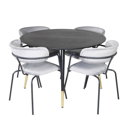 Spisegruppe Venture Home Dipp Ø115 cm med 4 Arrow Stoler