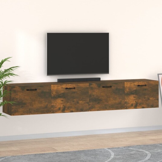vidaXL Veggskap 2 stk røkt eik 100x36,5x35 cm konstruert tre vidaXL Veggskap 2 stk røkt eik 100x36,5x35 cm konstruert tre
