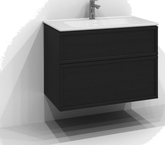 Svedbergs Poem Ramme Servantskap D45 med 2 Skuffer Svart ask / 80cm Push Open