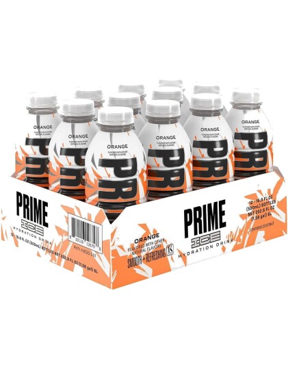12 stk Prime Orange Chill Ice Hydration Bottle   Sukkerfri og Koffeinfri Sportsdrikke   Hel Eske 6 liter UK Import