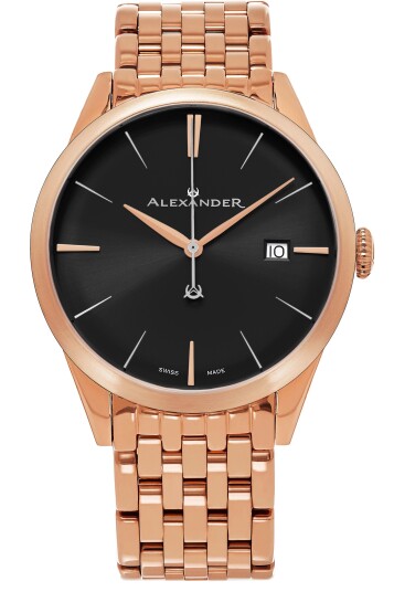 Alexander Herreklokke A911B 06 Heroic Sort/Rose gulltonet stål Ø40