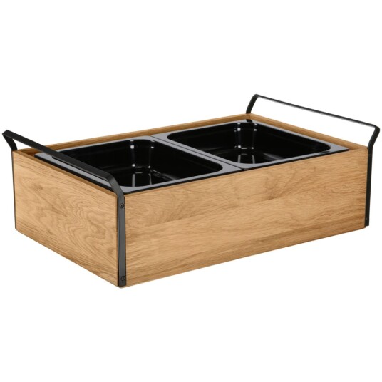 VEGA Kjøledisplay Esino høy 65 cm melamin 2x GN 1/2 Størrelse GN 1/1 61.9x38.6x20.9 cm (LxBxH) Eik/Svart Rektangulær