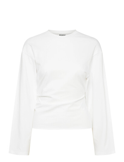 Weekday Ruched Long Sleeved T Shirt White L