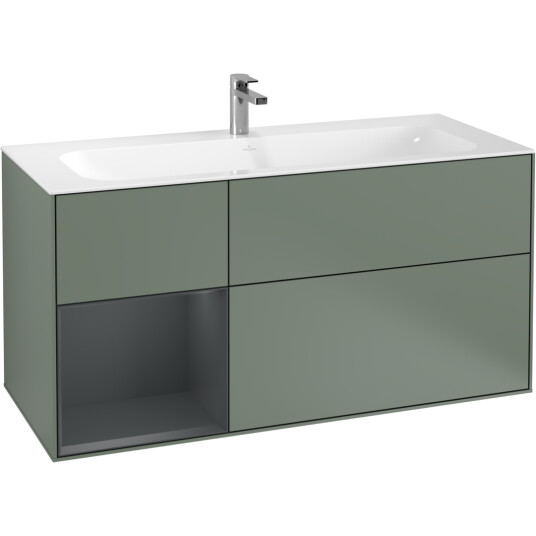VILLEROY & BOCH FINION SERVANTSKAP 120 OLIVEN MATT LAKK EMOTION-LYS, VENSTRESTILT MIDNATTSBLÅ HYLLE