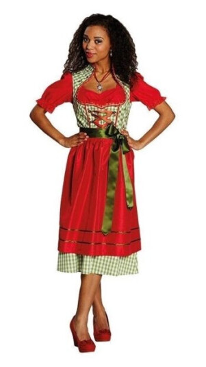 Dirndl Kjole, Rød Og Grøn
