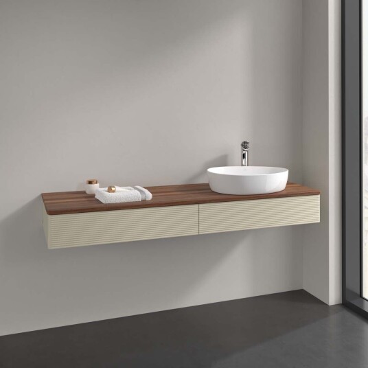 Villeroy & Boch Antao Servantskap med 2 skuffer 160x50x19 cm u/lys Grå Matt/Valnøtt Villeroy & Boch Antao Servantskap med 2 skuffer 160x50x19 cm u/lys Grå Matt/Valnøtt